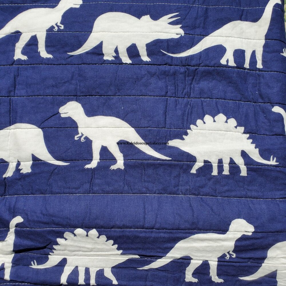 6 Piece Dinosaur Full Quilt ~ Sheets ~ Throw Pillow ~ Dinosaurs Blue White NEW